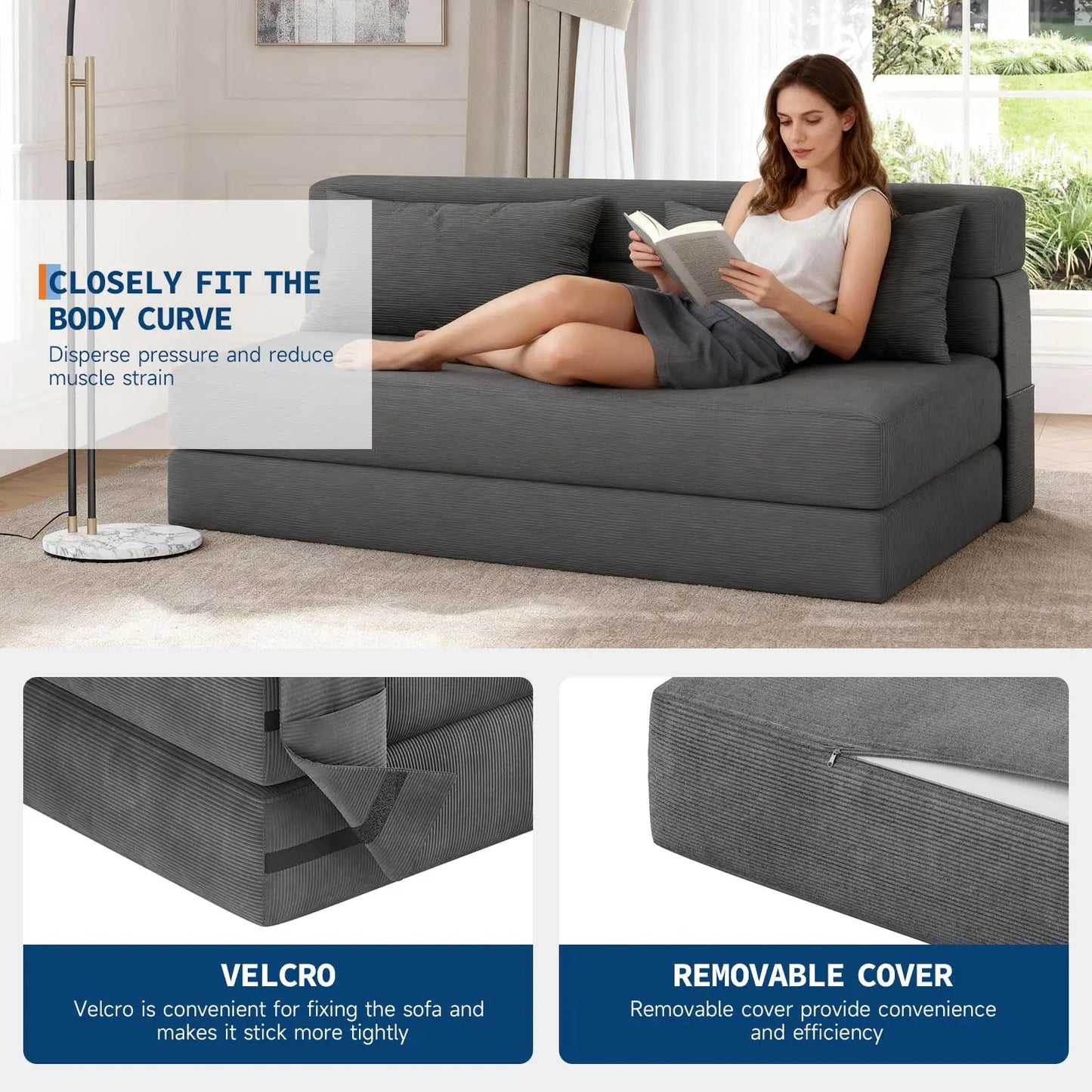 HobbyLane 4-in-1 Folding Sofa Bed Convertible Sleeper