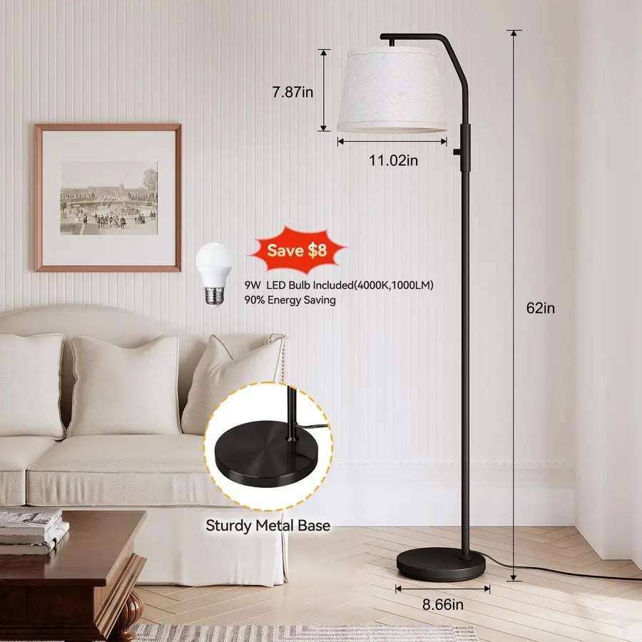 Dimmable Floor Lamp For Living Room With Adjustable Head