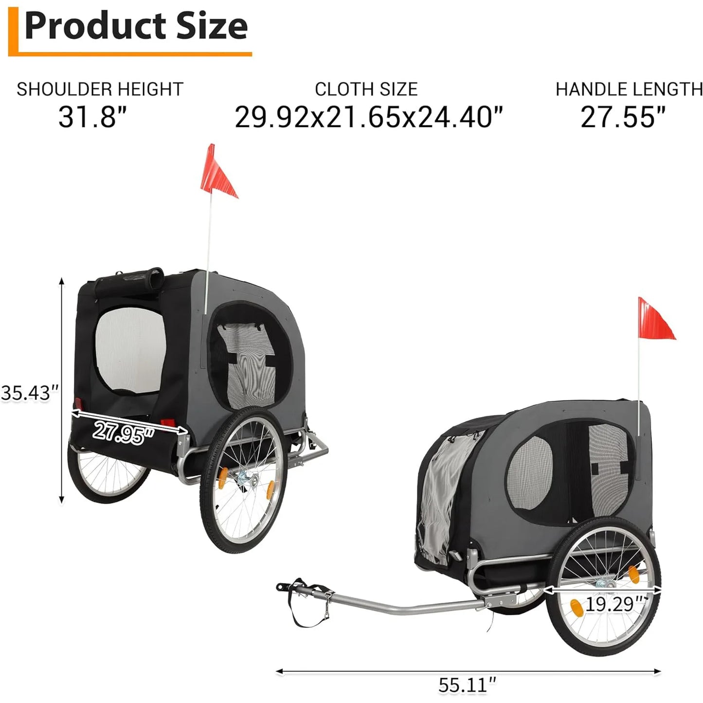 HiMISS Steel Dog Bike Trailer Folding Universal Pet Cart