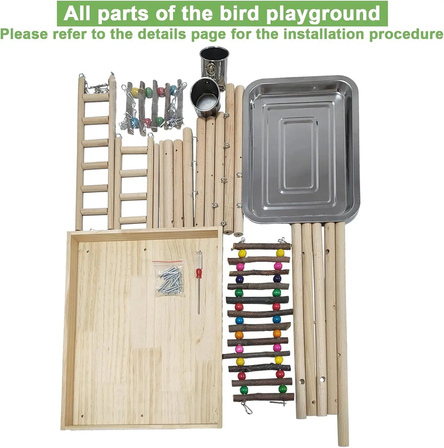 Wooden 4 Layer Bird Playground Perch Gym For Parrots And Medium Birds