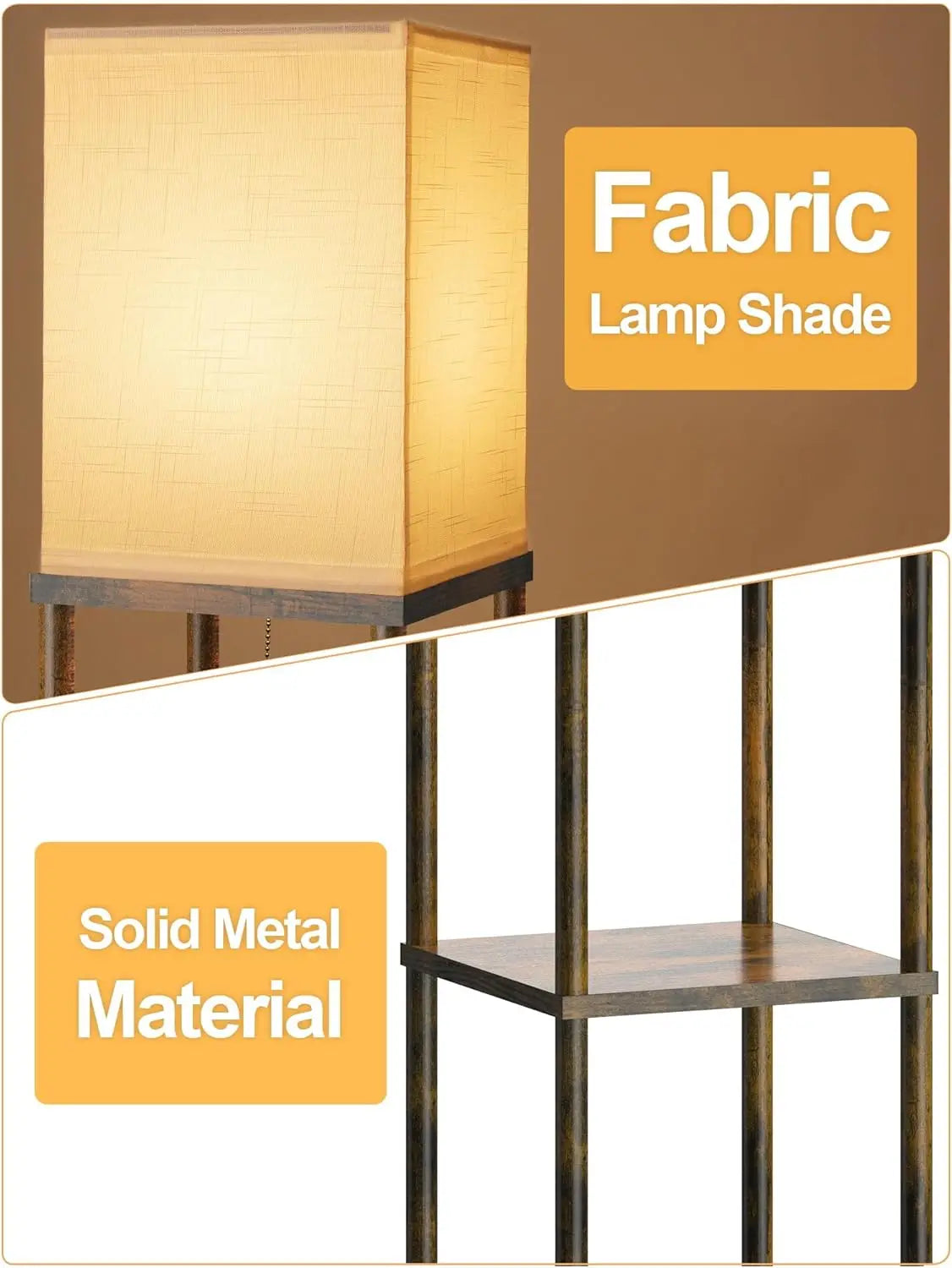 Corner Floor Lamp With 3 Shelves And Adjustable LED Light