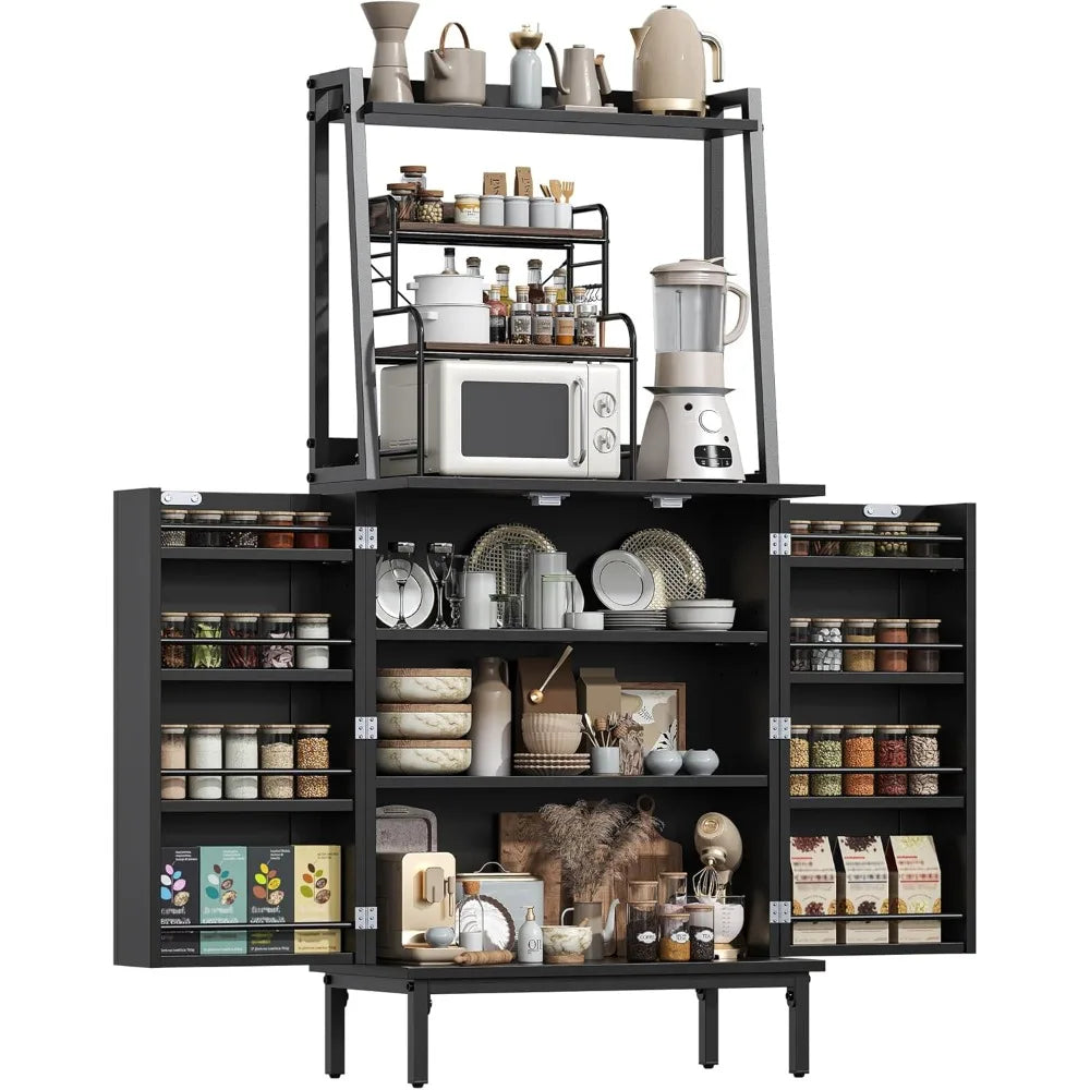 Pantry Cabinets With Microwave Shelves And Adjustable Shelves Freestanding