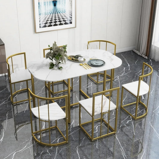 MKDK 7-Piece Metal Dining Set for Small Space