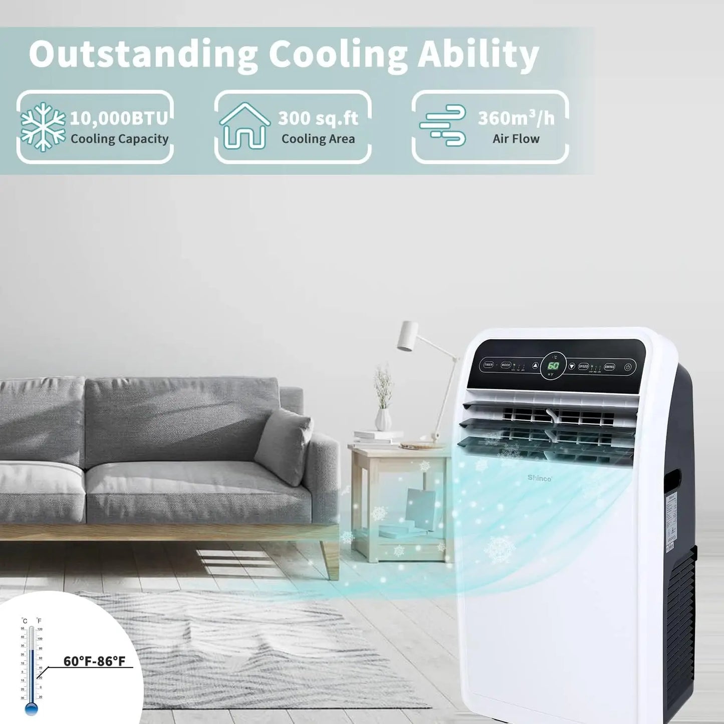 Shinco 10000 BTU Portable Air Conditioner With WiFi