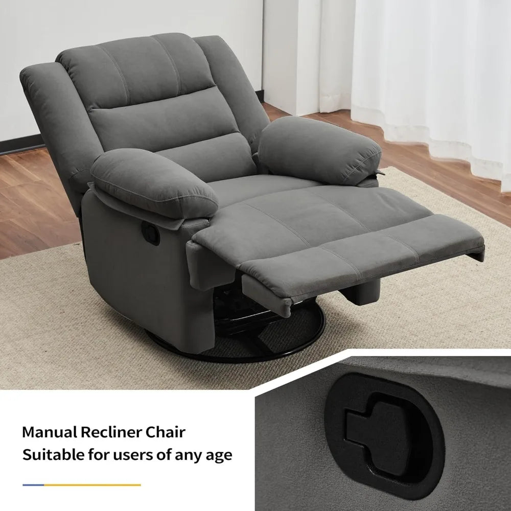 Swivel Overstuffed Manual Glider Rocker Recliner Chair
