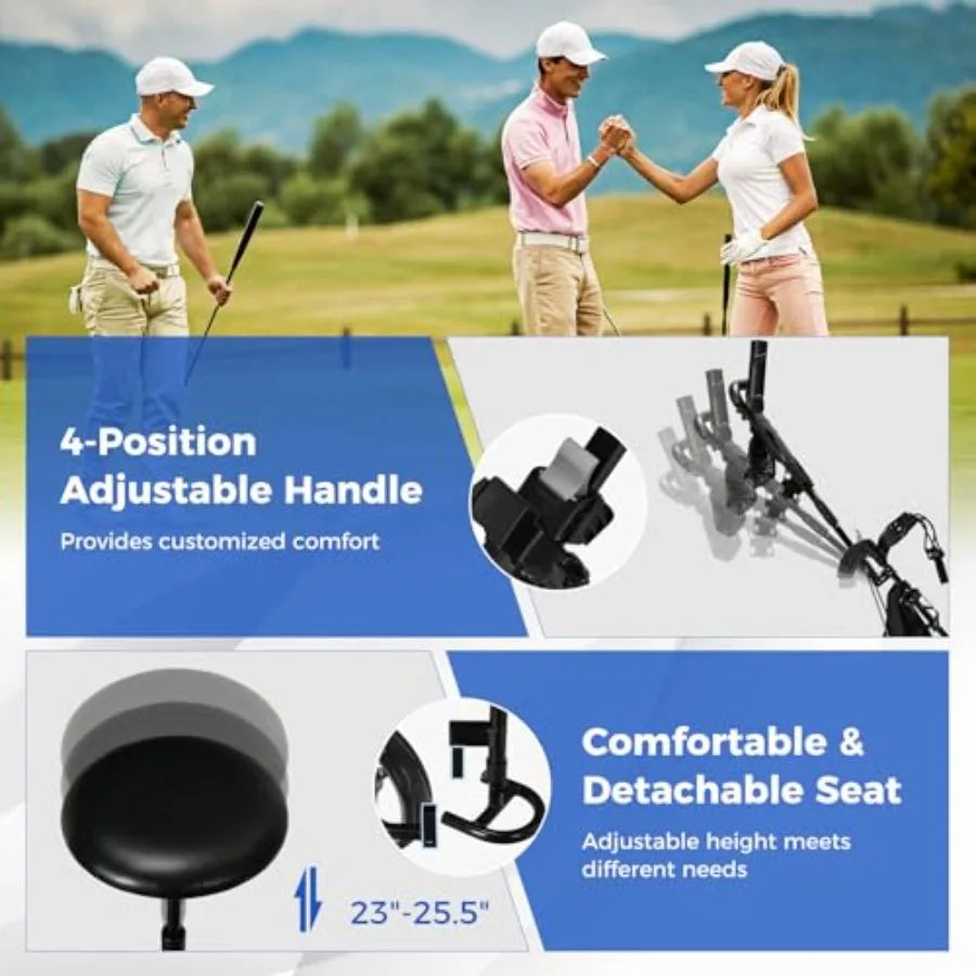 SHXI 3 Wheel Golf Push Cart Aluminum Foldable Lightweight Outdoor