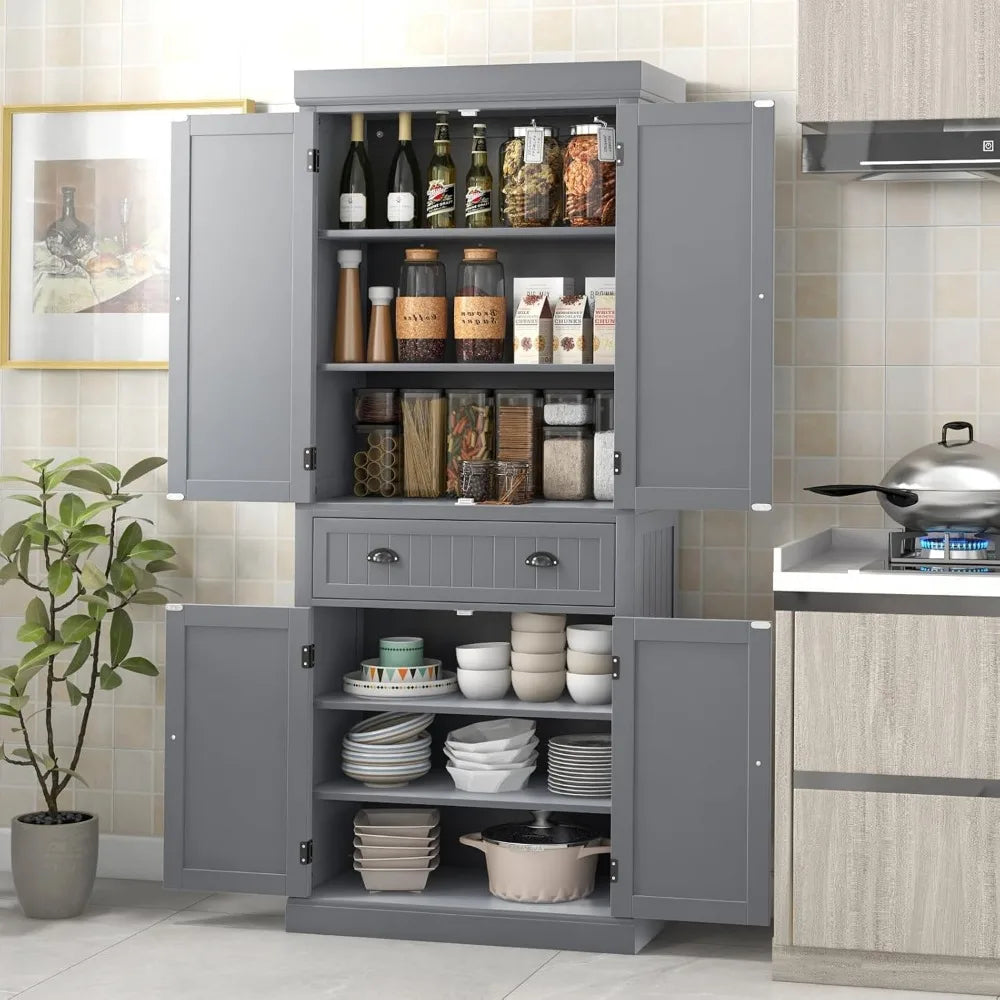 RBXC Kitchen Pantry Cabinet With Adjustable Shelves And Drawer