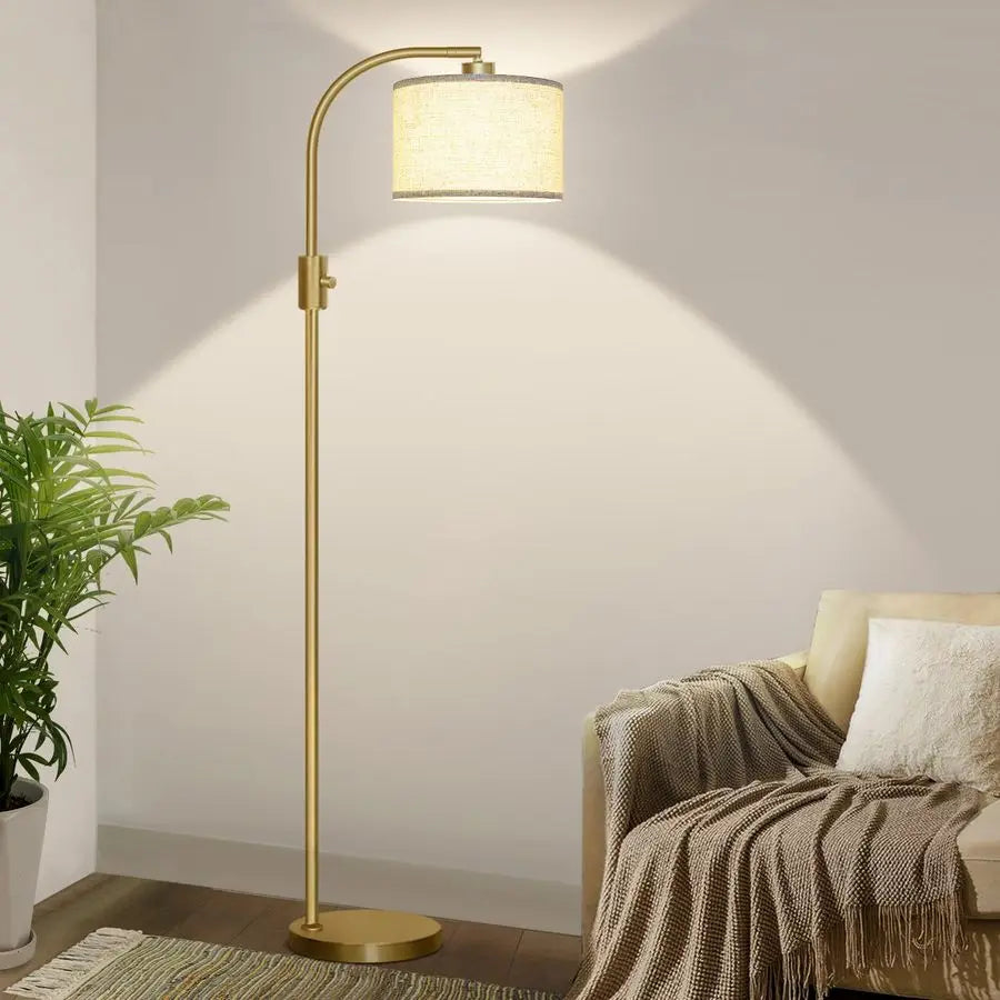 Upgraded Modern Arc Dimmable Tall Floor Lamp With Linen Shade