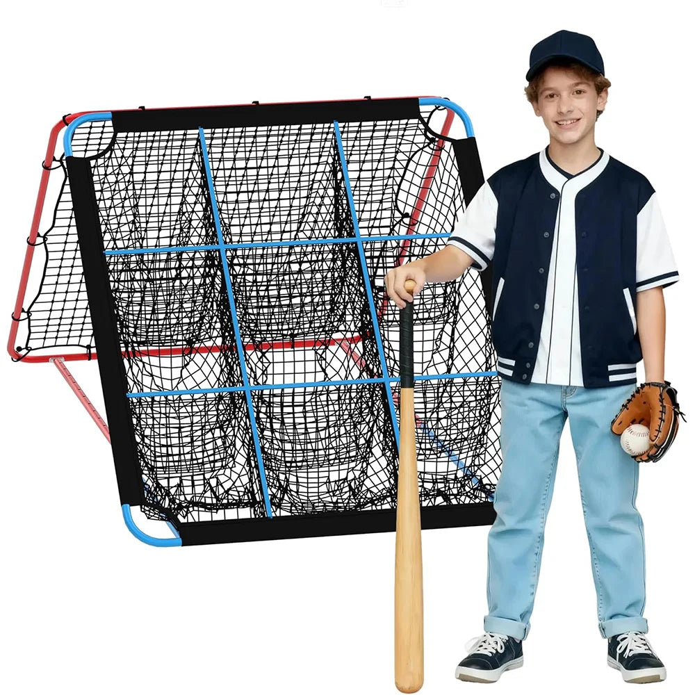 HiMISS Baseball Softball Rebounder Net 9 Hole Strike Zone