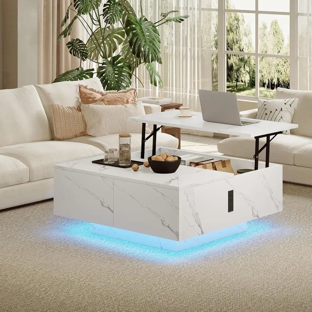 Lift Top Coffee Table With Hidden Storage And Drawers