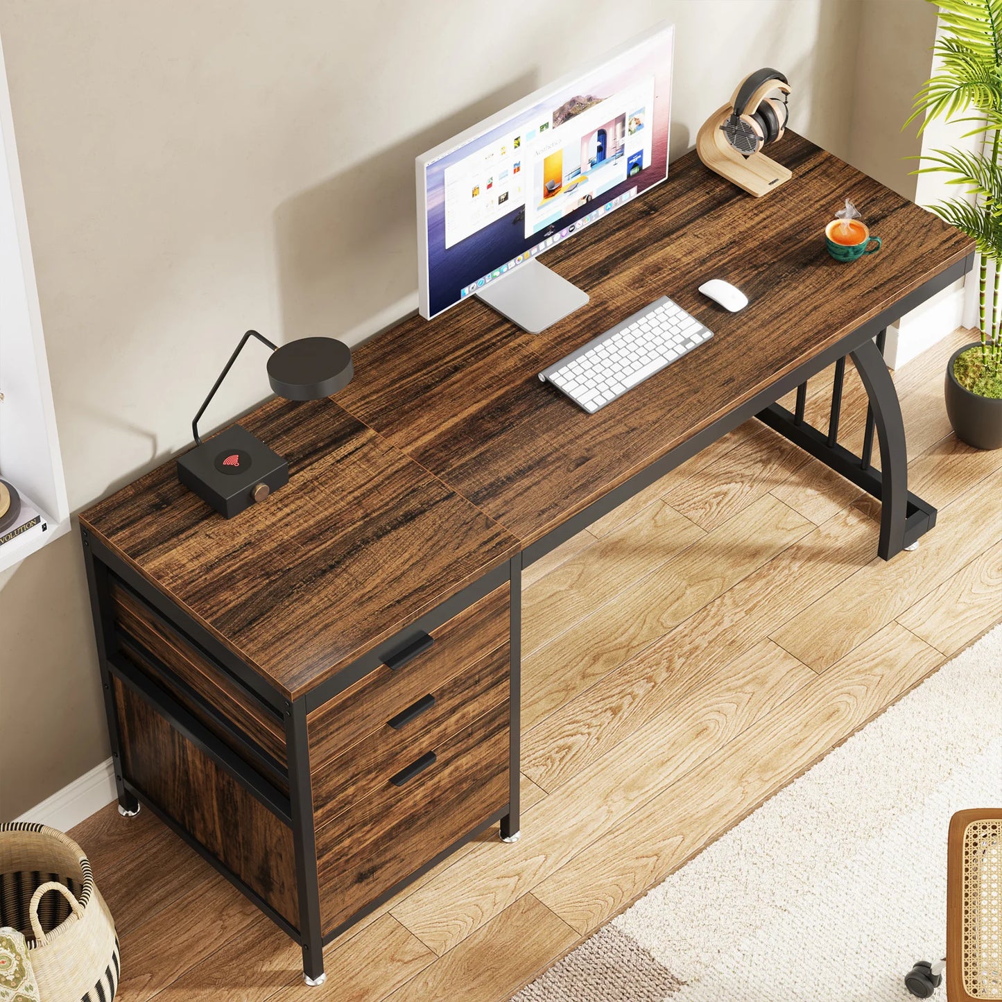 Tribesigns PC Desk With 3 Drawers and Reversible Drawers