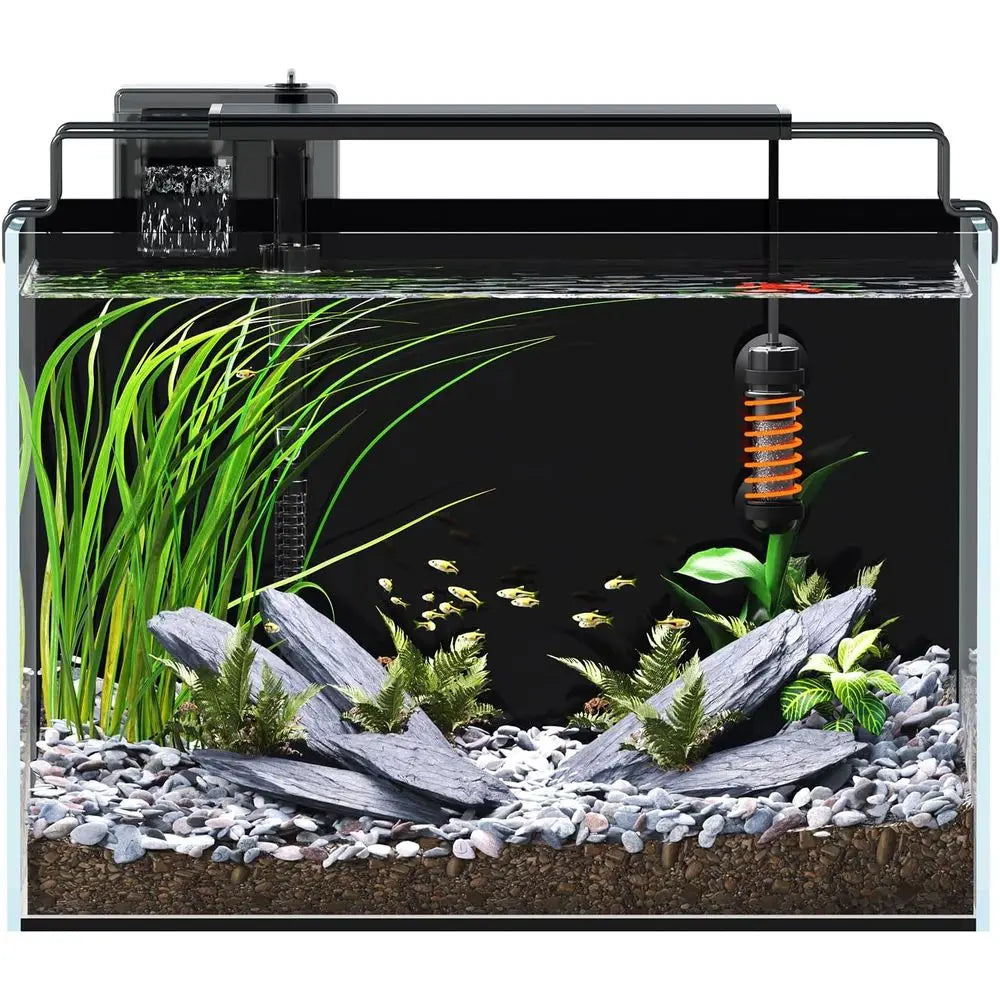Rimless Betta Aquarium Kit With Self-Cleaning Filter Heater LED Light