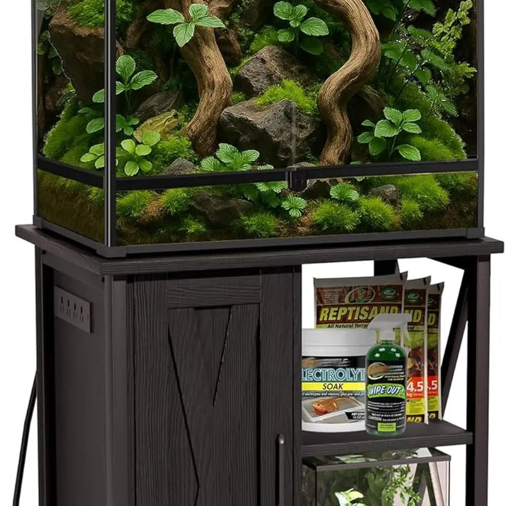 Reptile Tank Stand With Storage Cabinet For Terrariums