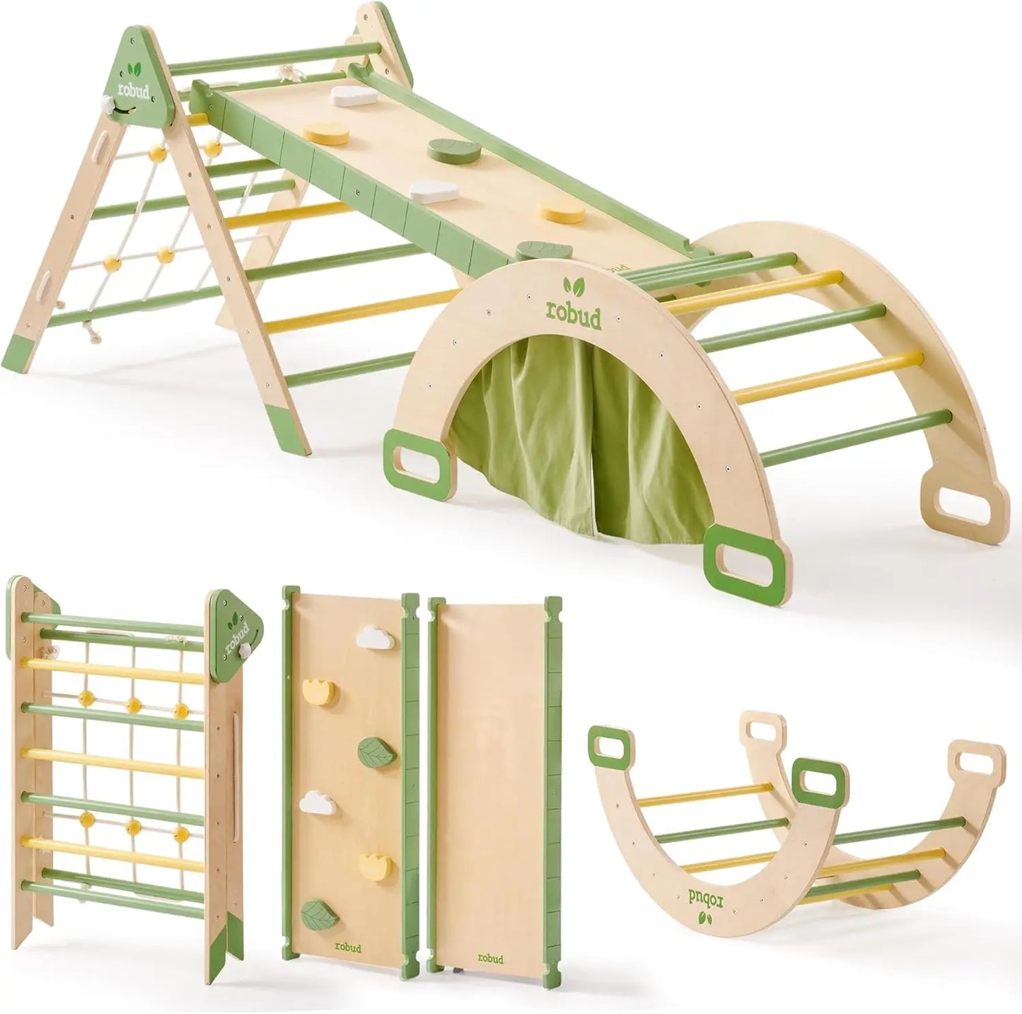 Robotime Robud 7 In 1 Wooden Climbing Toy Triangle Set