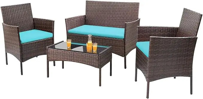 Outdoor Patio Furniture Set Rattan Wicker 4 Piece