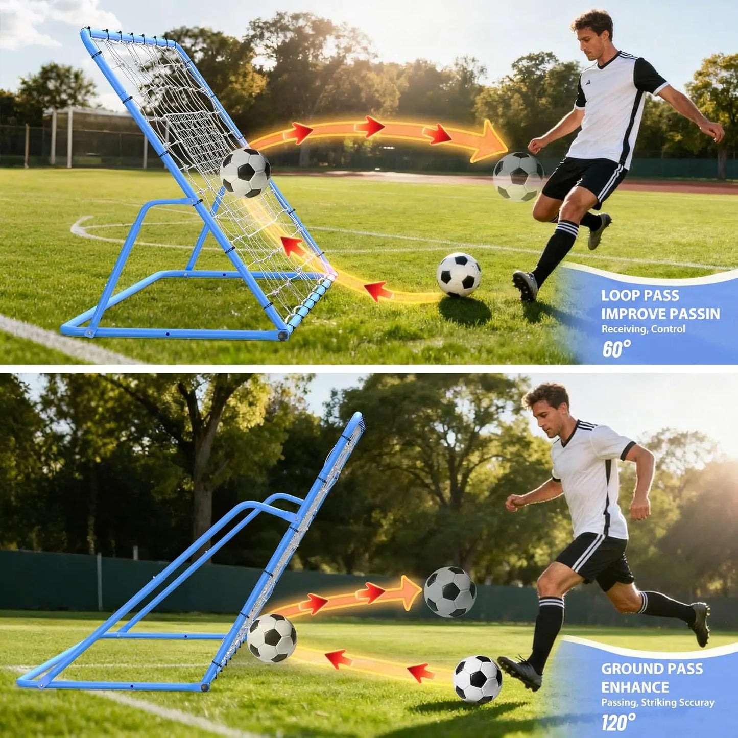 Soccer Rebounder Net Adjustable Angle Foldable Practice Equipment