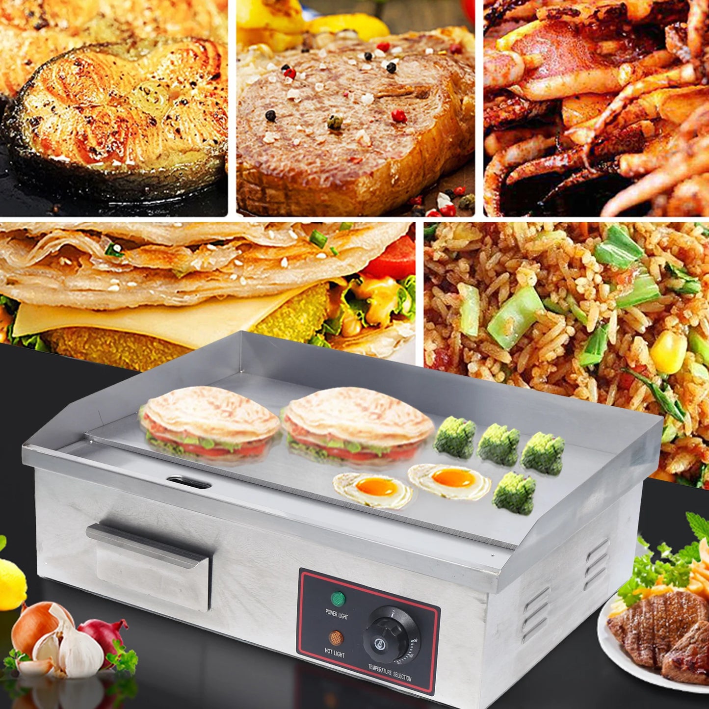 Flat Top Grill Commercial Electric Countertop Griddle Nonstick