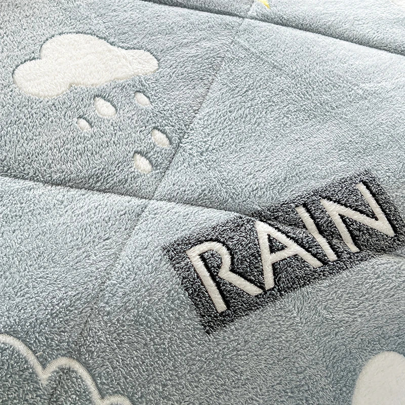 NONECN All Season Thickened Lamb Wool Sherpa Quilt Set TwoPillowcases