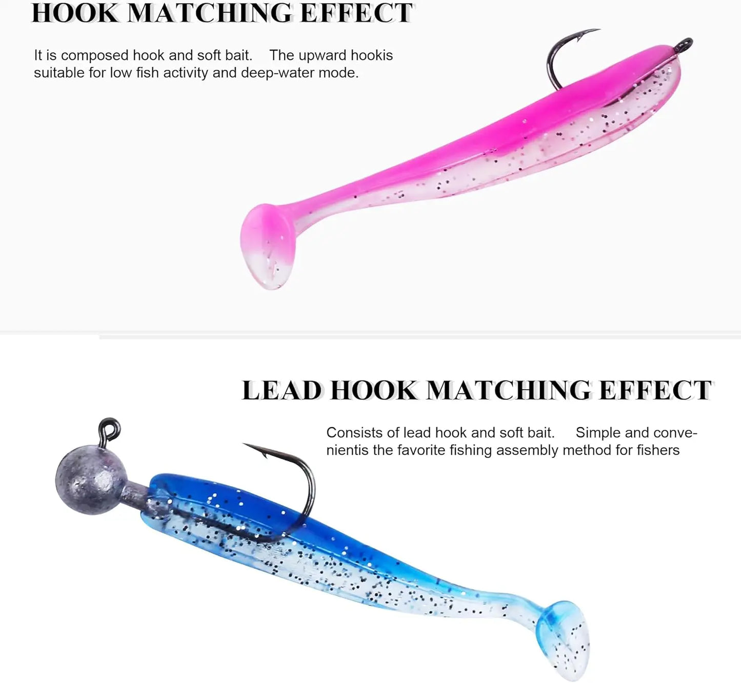 Soft Fishing Lures Kit 90pcs Paddle Tail Swimbaits With Hooks