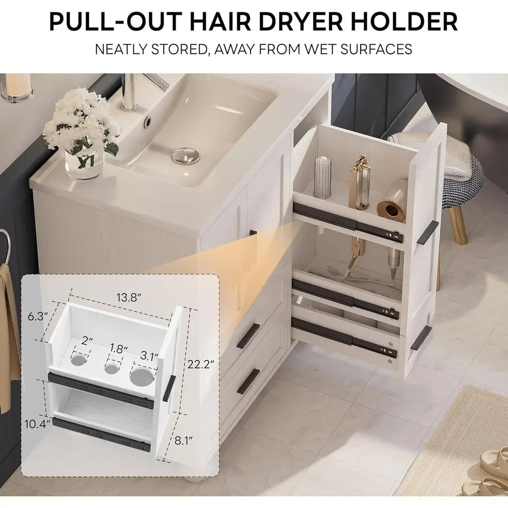 Bathroom Vanity With Sink Modern Cabinet With Pull Out Drawer