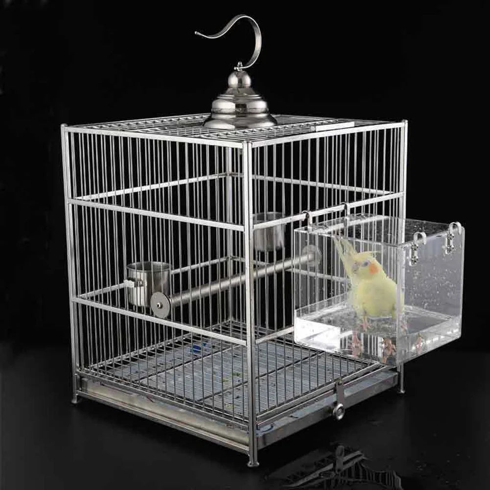HiMISS Transparent Acrylic Bird Bath Box Hanging Accessory