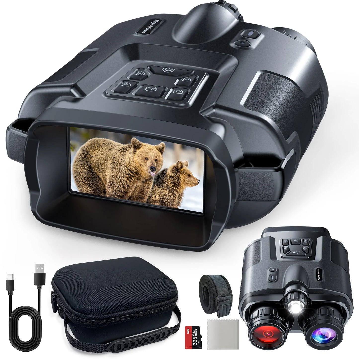 4K Night Vision Binoculars 8X Zoom With Tactical Light