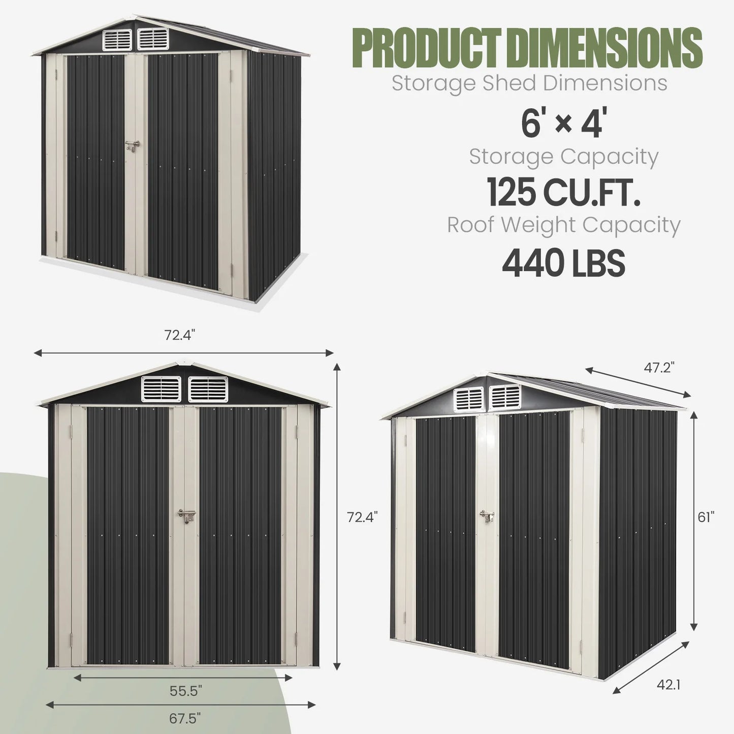 Morngardo Outdoor Metal Storage Shed Corrosion Resistant With Lockable Door