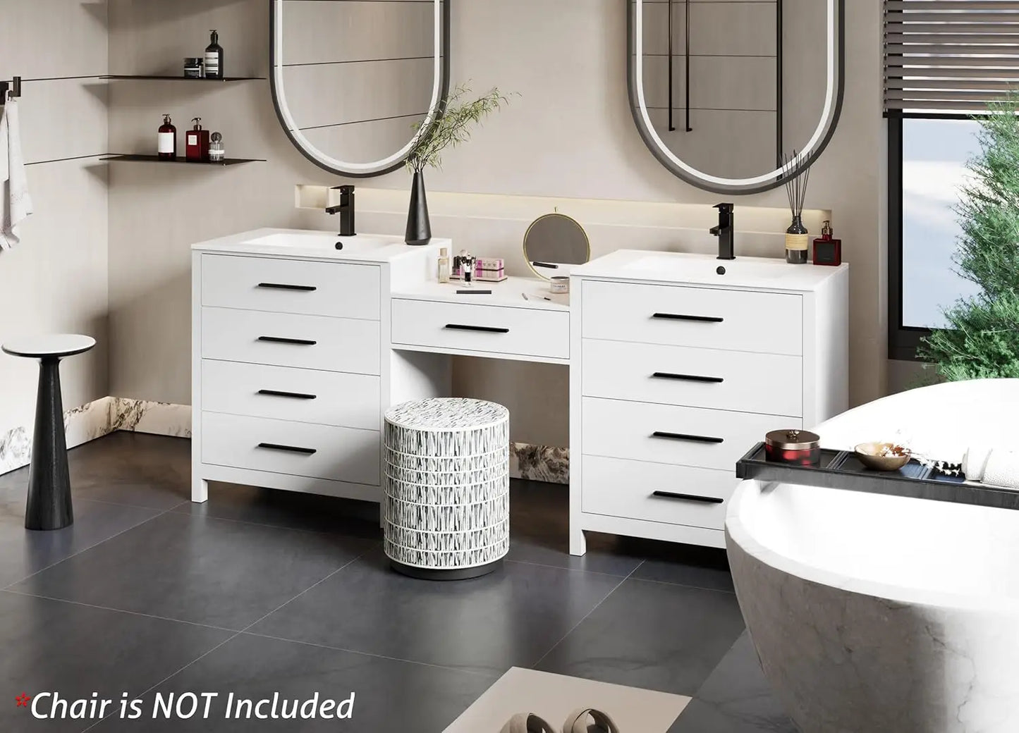 Modern Bathroom Vanity Sink Combo With Makeup Desk And Basins