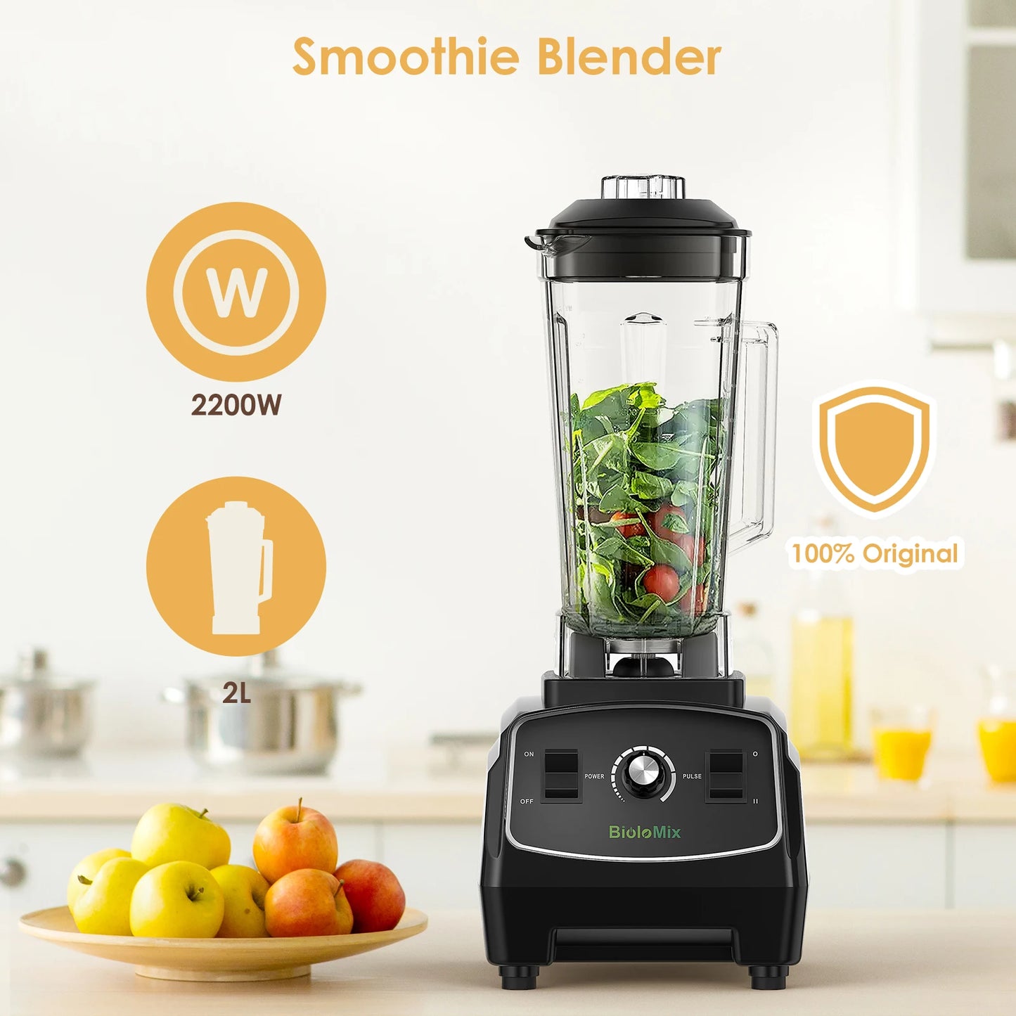 Biolomix BPA Free 3HP 2200W Heavy Duty Blender Juicer Food Processor