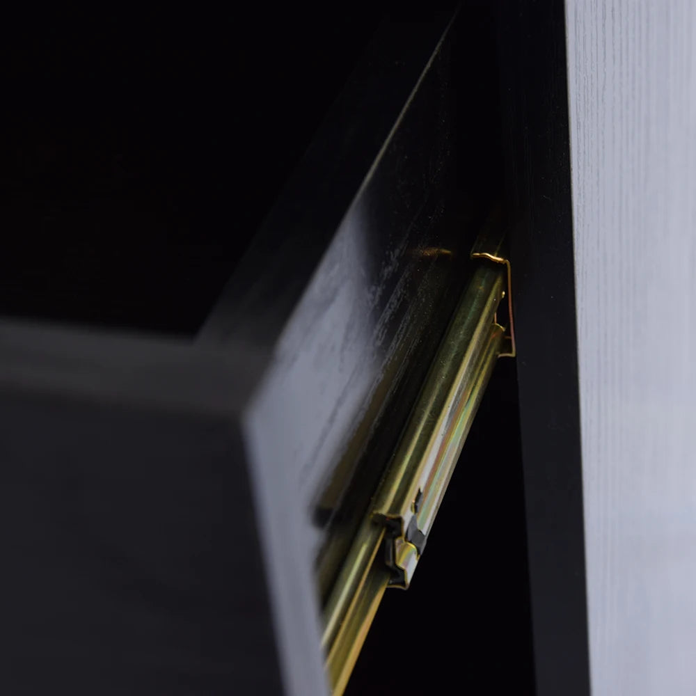 Bedside Cabinet With Metal Handle Drawer For Bedroom