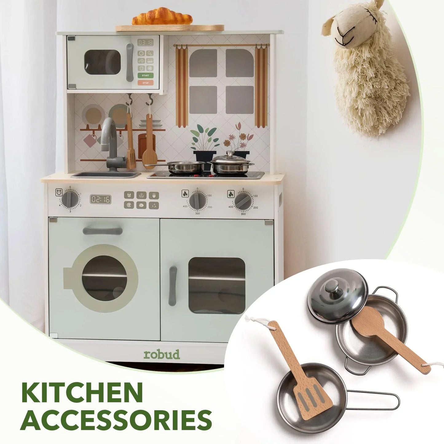 Robotime Wooden Toy Kitchen Set With Lights And Sounds