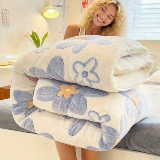 NONECN All Season Thickened Lamb Wool Sherpa Quilt Set TwoPillowcases