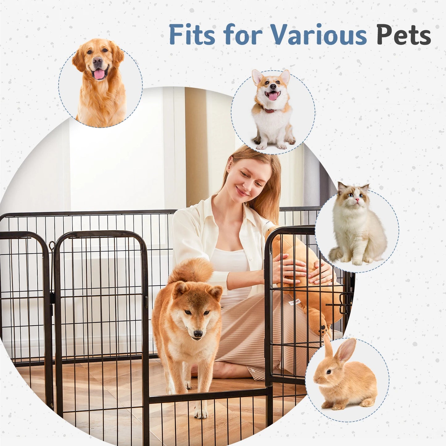 JHK Foldable Dog Playpen Iron Fence for Outdoor Yard