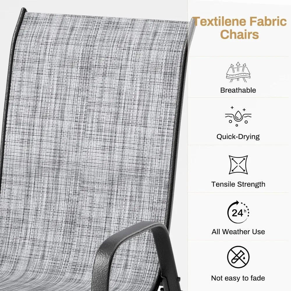 5-Piece Outdoor Patio Dining Set With Glass Table And Textline Chairs