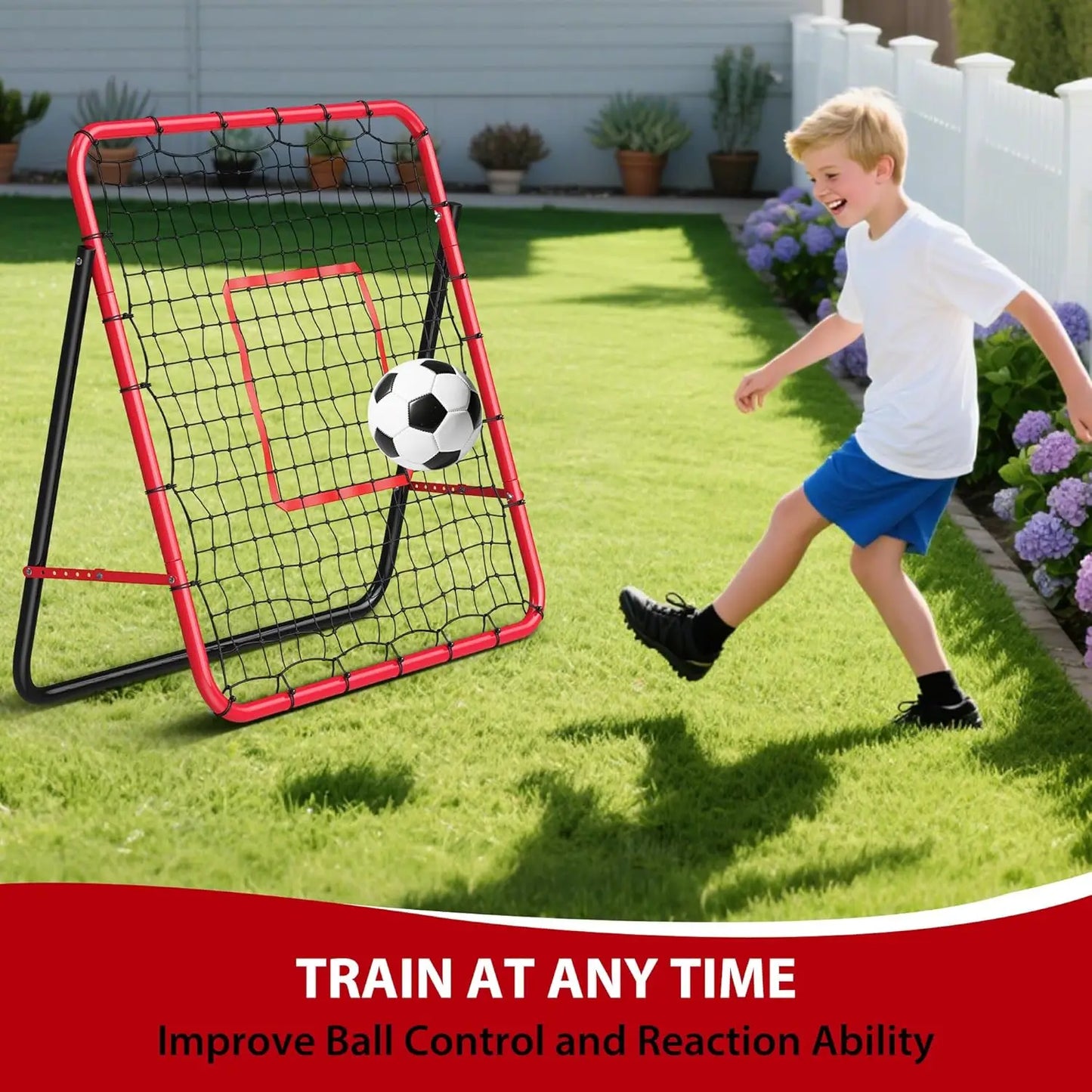 Soccer Rebounder Net With Metal Frame For Backyard Training