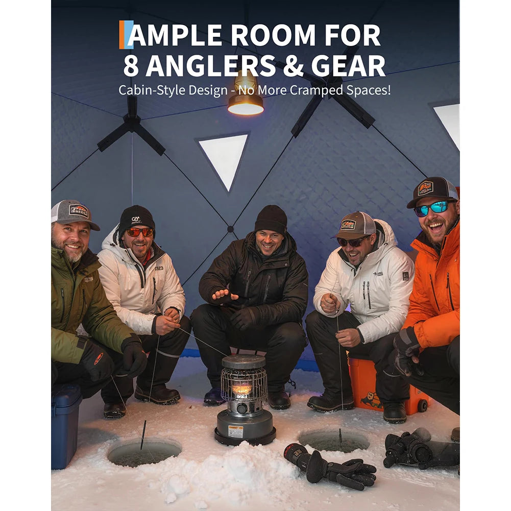 Insulated Fishing Shelter Pop Up Thermal Hub Tent For Eight