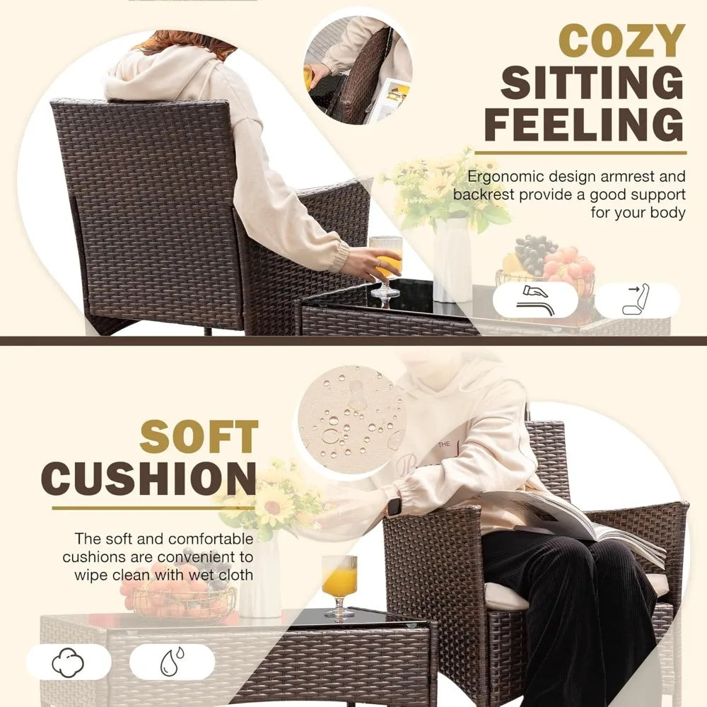 Outdoor Patio Furniture Set Rattan Wicker 4 Piece