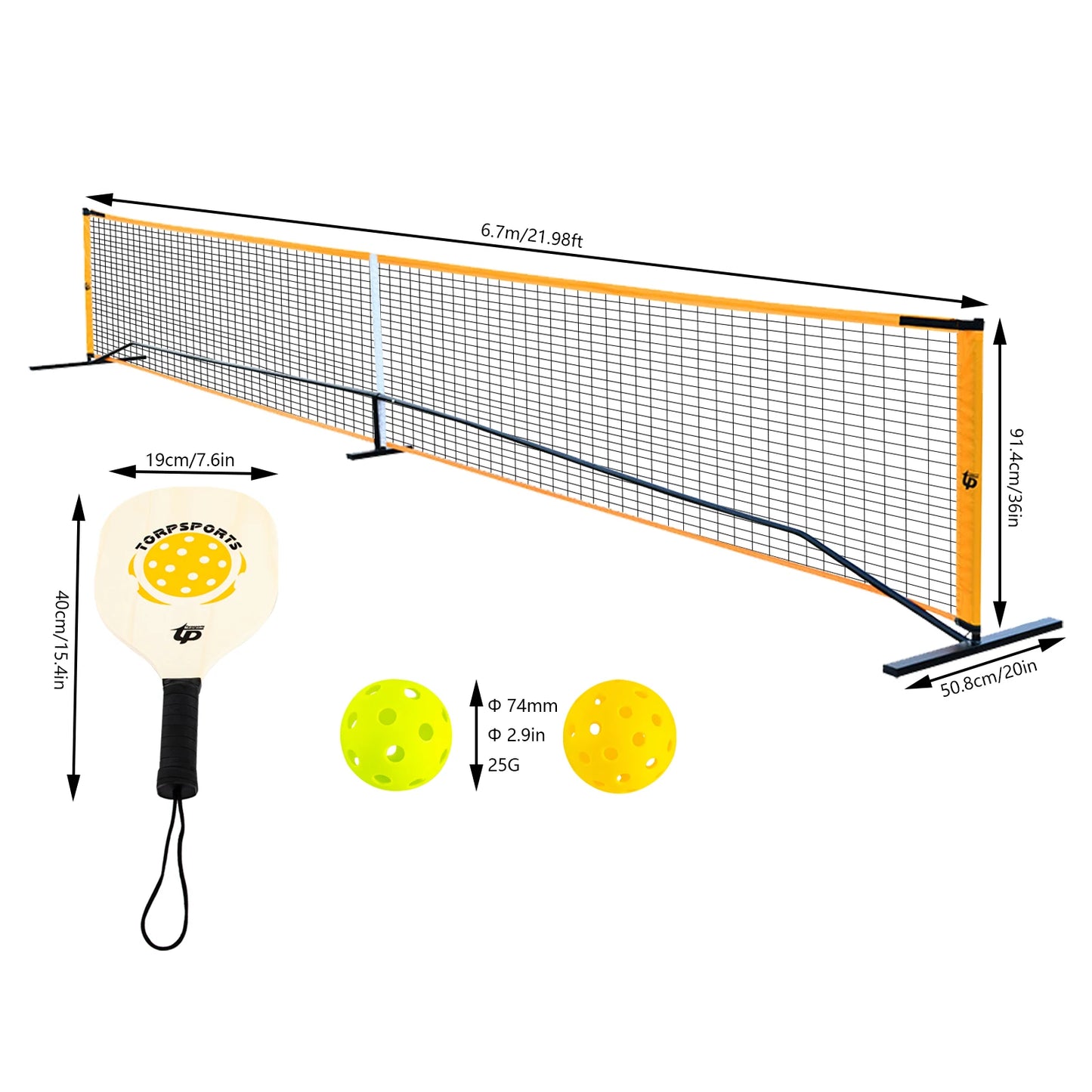 Portable Pickleball Net Set With 4 Paddles Pickleballs Carry Bag