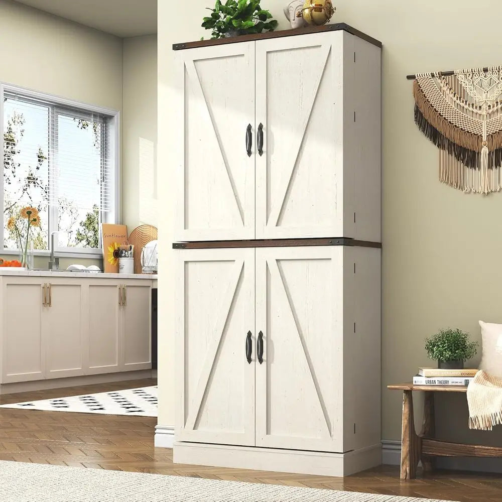 LISM Armhouse Kitchen Pantry Cabinet With Adjustable Shelves