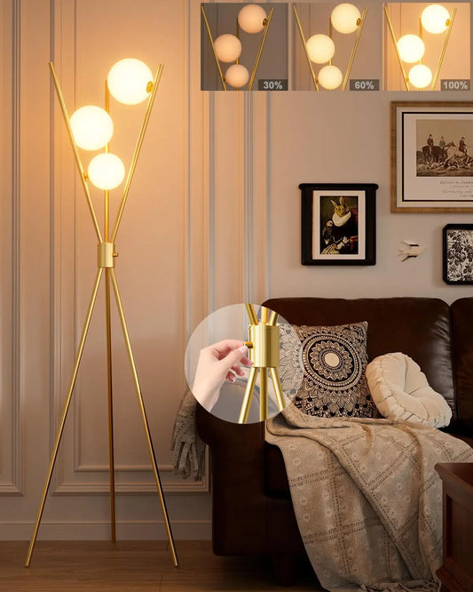 Dimmable Tripod Floor Lamp With 3 Bulbs Mid Century Design