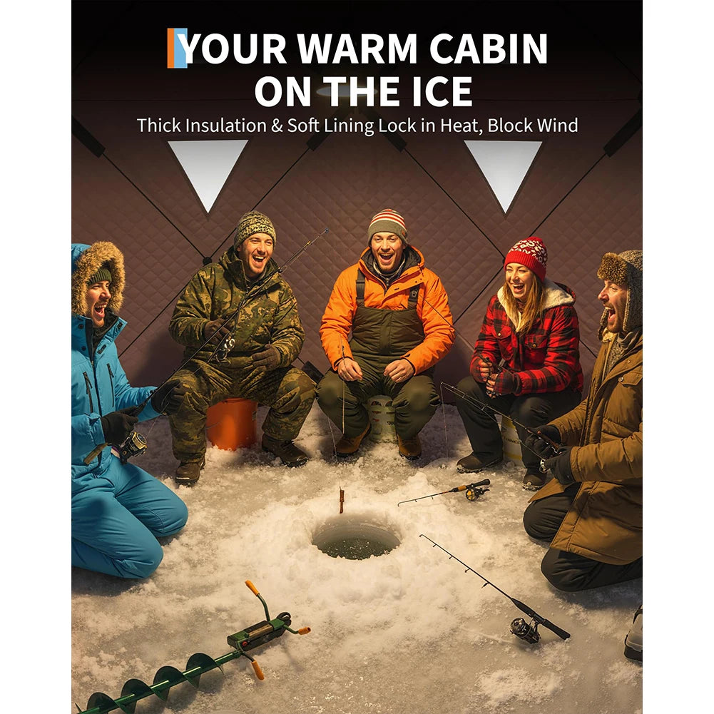 Insulated Fishing Shelter Pop Up Thermal Hub Tent For Eight