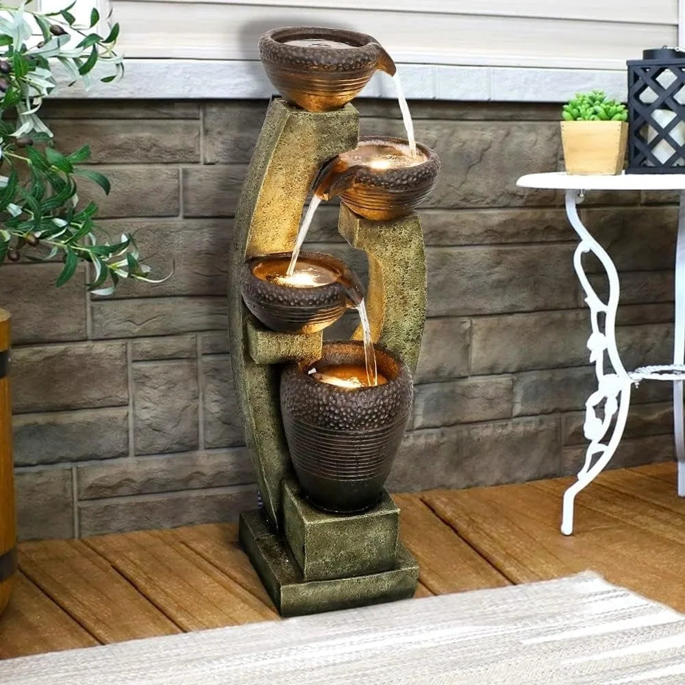 Overstock Illuminated Indoor Water Fountain With Cascading Waterfall Home Decor