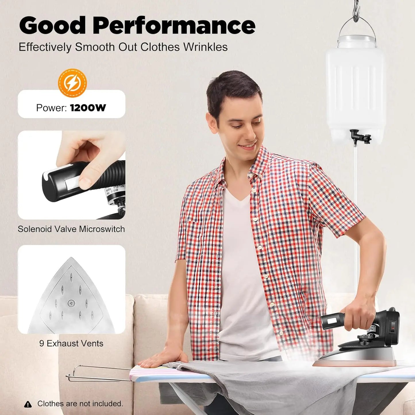 Bymaocar Industrial Gravity Feed Steam Iron For Garments