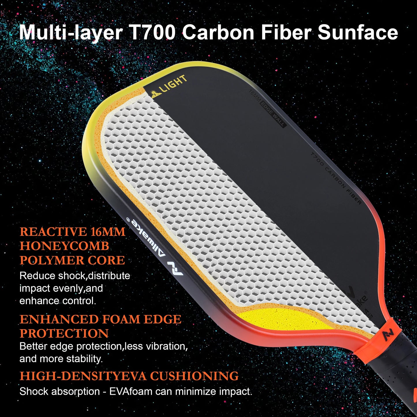 Allwake Carbon Fiber Pickleball Paddle For Fast Power And Control