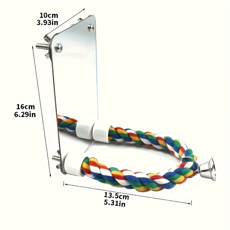 Xiangzi Parrot Mirror Toy With Chewable Rope Habitat
