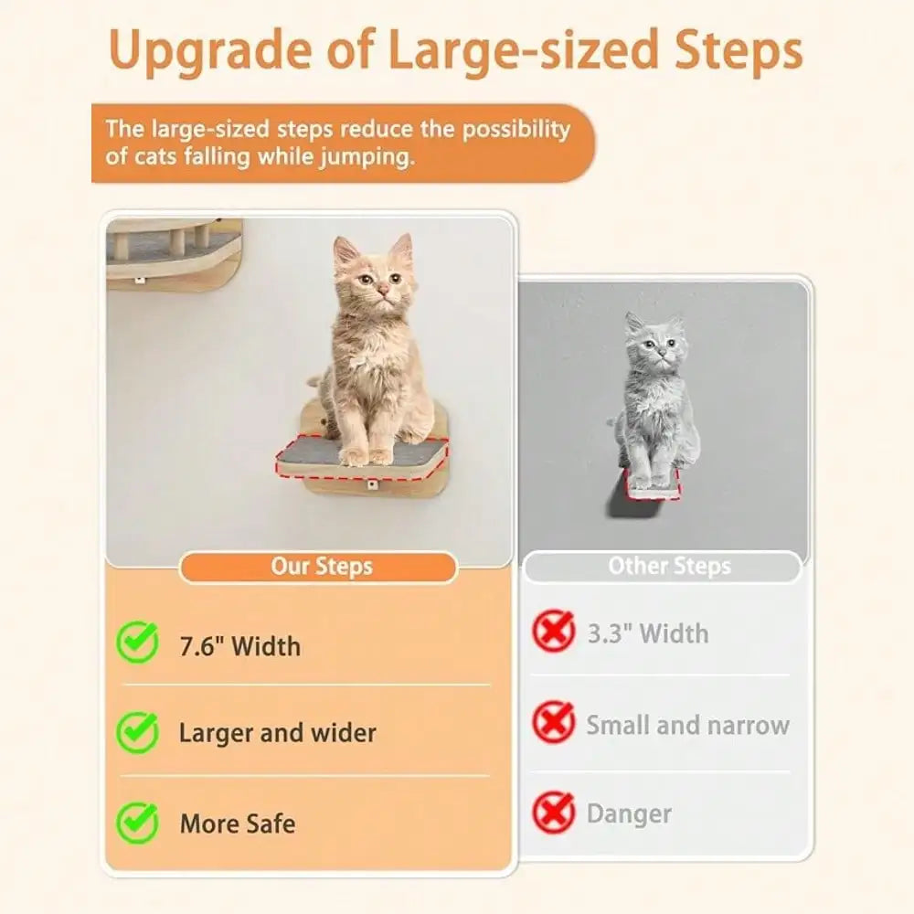 Cat Wall Mount Climbing Shelf Perches With 3 Wide Steps
