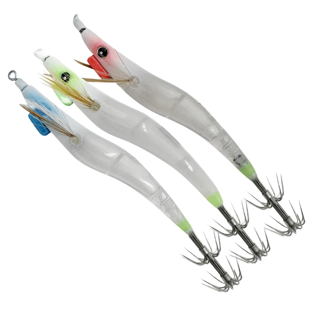 APWIKOGER Luminous Hard Shrimp Bait With UV Squid Jig Hook