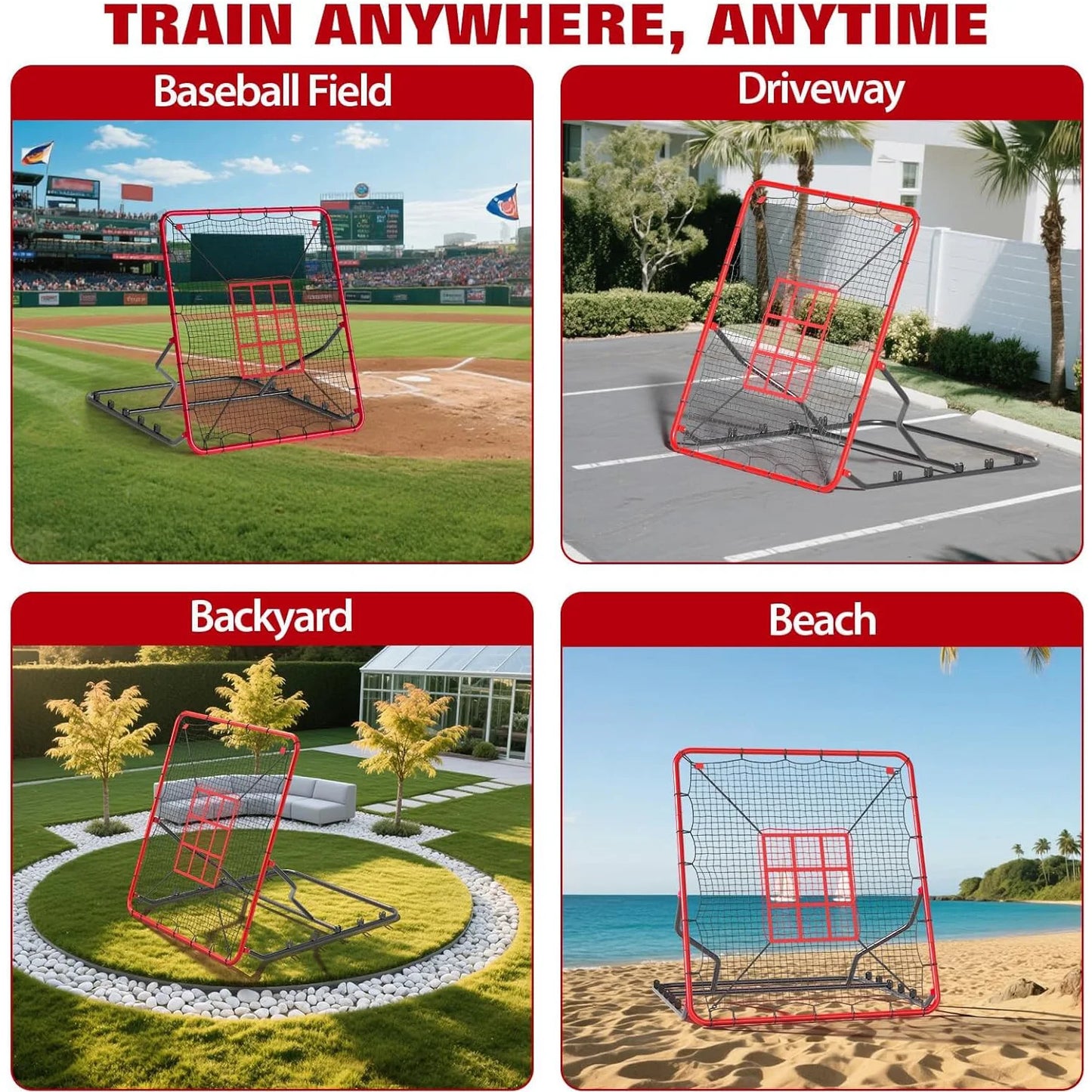 HiMISS Baseball Rebounder Net With 5 Adjustable Angles