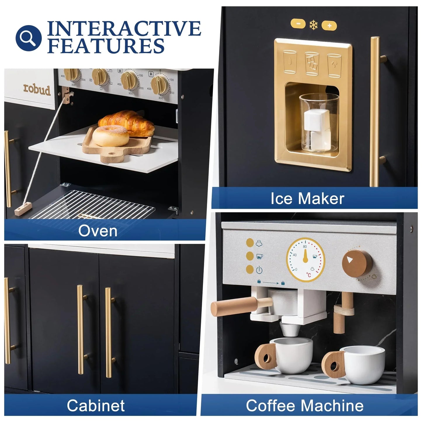 Robotime Robud Wooden Play Kitchen With Wash Basin Accessories