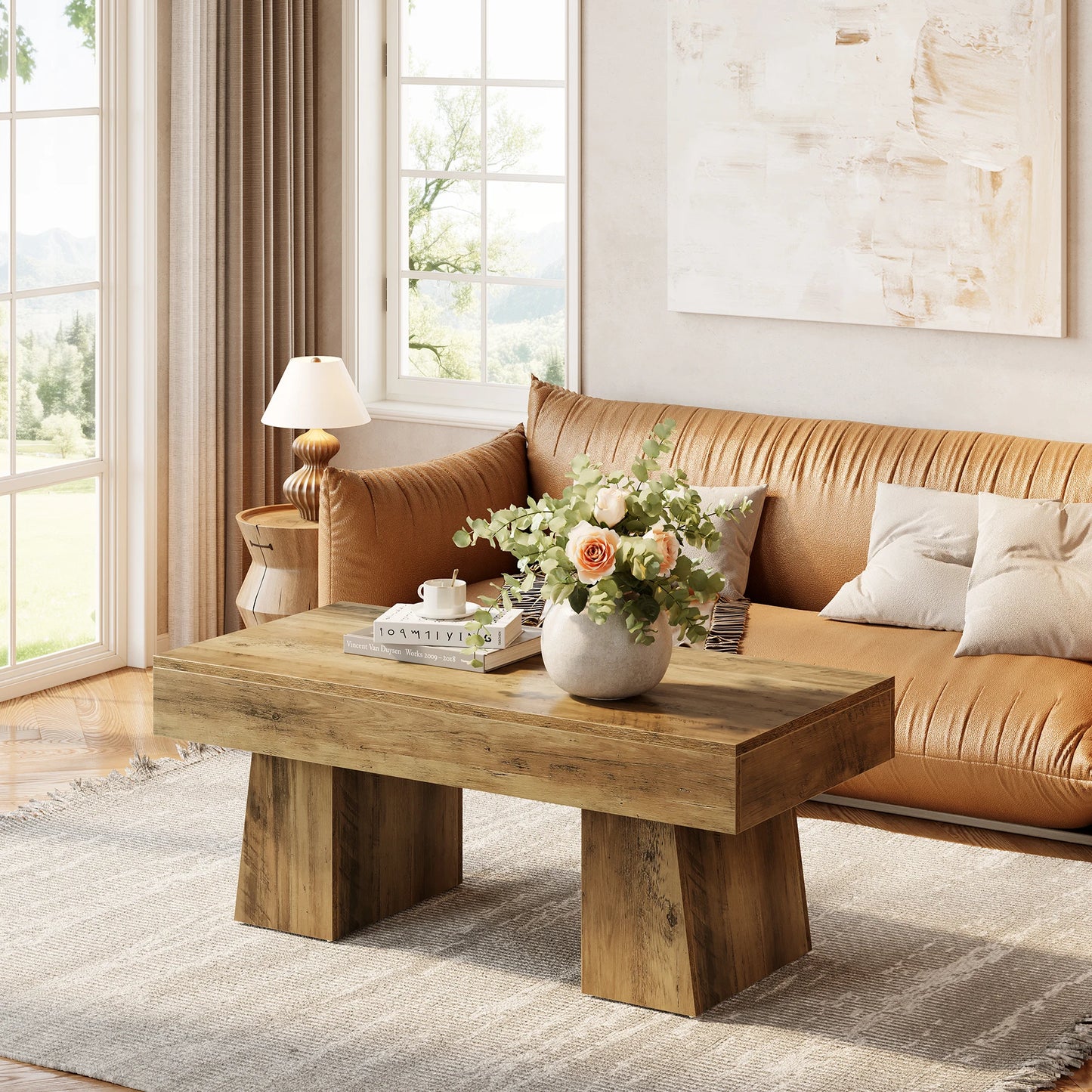 Tribesigns Vintage Coffee Table Modern Wood Centerpiece